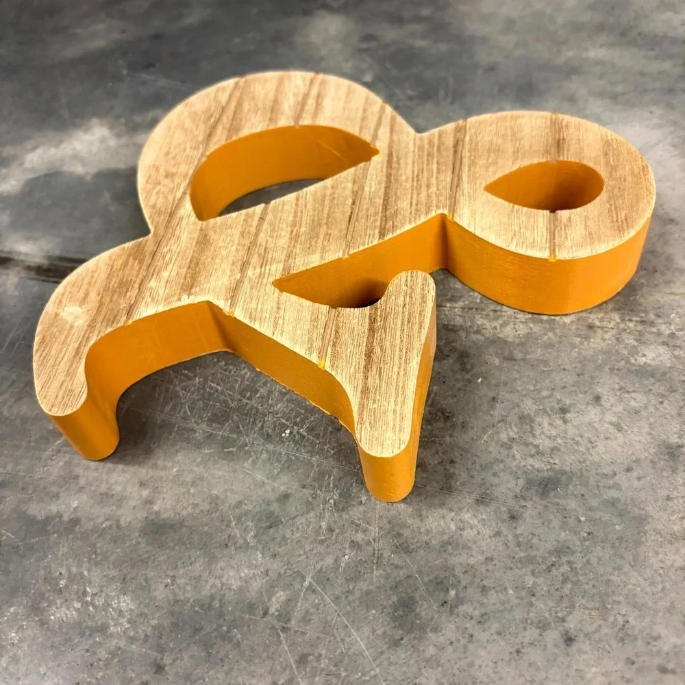 Rustic Wooden Ampersand Sign Orange Sides Farmhouse Shelf Decor 